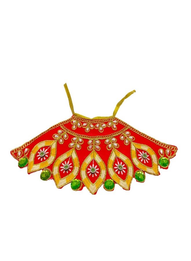 Ecommall MATA Rani Ki Poshak Size 5 Inch Silk Lehanga Patka Radha Rani Dress Durga Laxmi Maa Navratri Devi MATA Red Dress Poshak for Standing Idol - Image 4